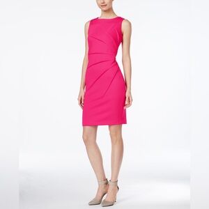Calvin Klein Starburst Sunburst Sleeveless Bodycon Sheath Dress Hot Pink Size 6